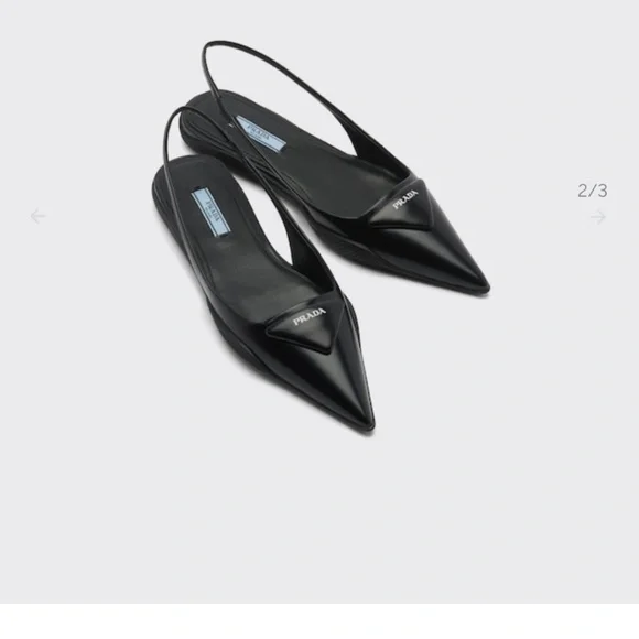 サンダル・ミュール PRADA BRUSHED LEATHER SLINGBACKS Black Brushed leather slingback pumps | PRADA